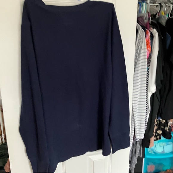 Time and Tru Navy Waffle Knit Long Sleeve Top - Picture 4 of 4